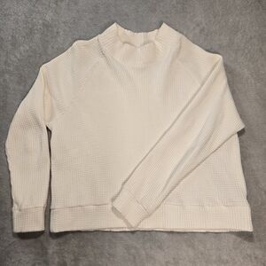 The North Face Ivory Waffle Knit Mock Neck Thermal Sweater Sz XL Cottagecore
